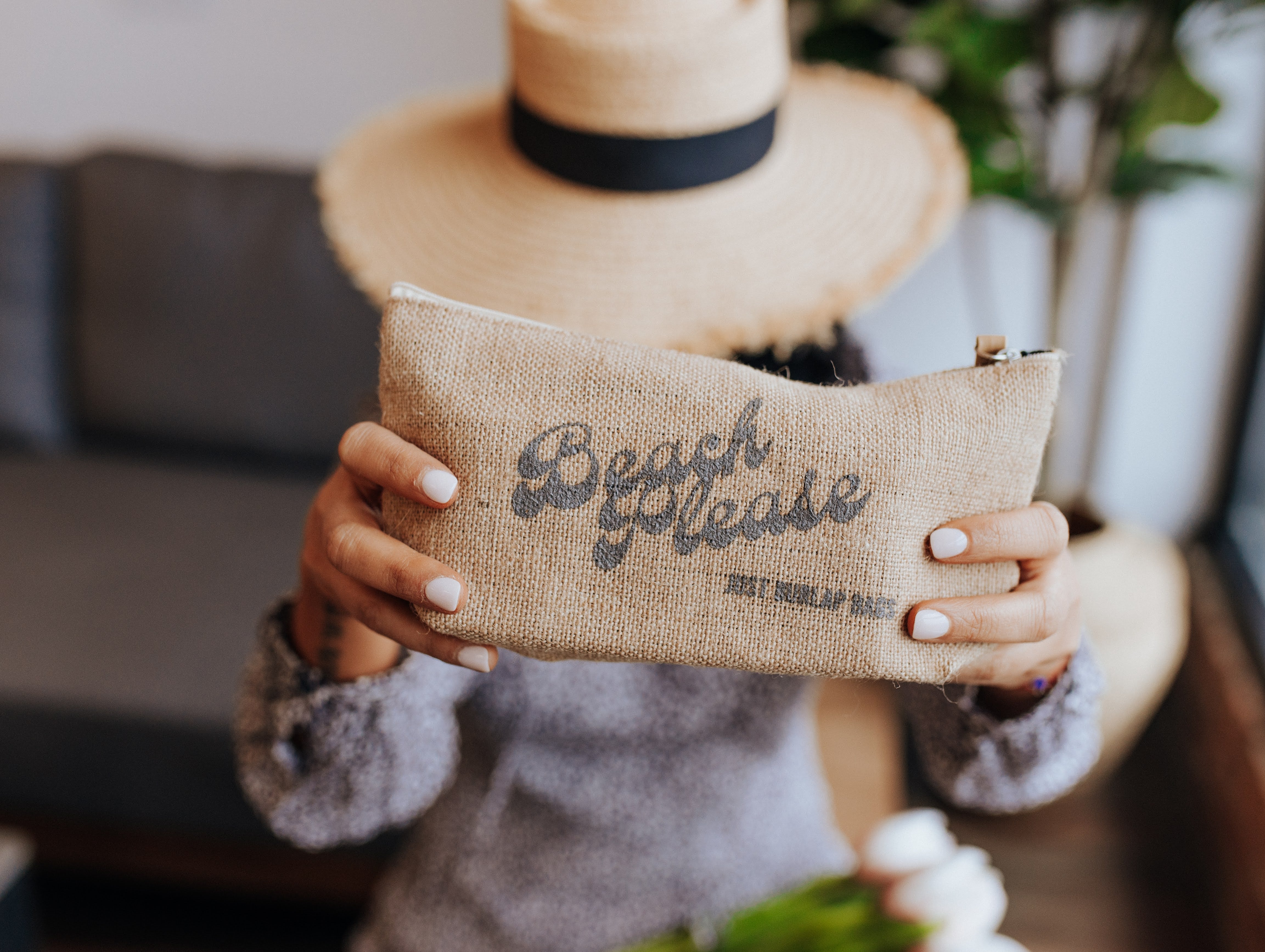 Just Burlap Bags - "Beach Please" Accessory Pouch